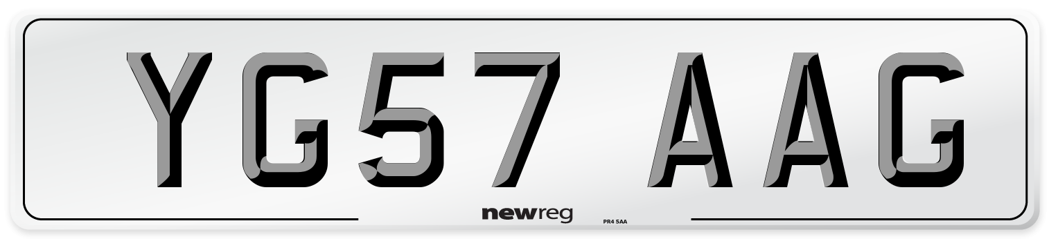YG57 AAG Number Plate from New Reg